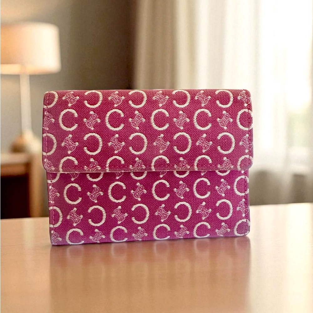 Celine Trifold Wallet C Macadam Pattern Bordea - Picture 6 of 8